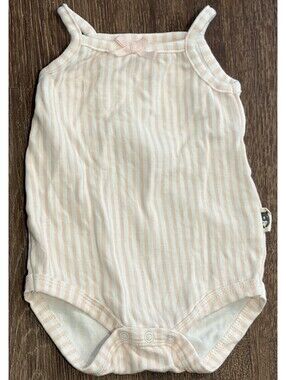 Rabbit + Bear Organic Baby Girl 3-6M Pink Stripe Sleeveless Bodysuit Romper Prep